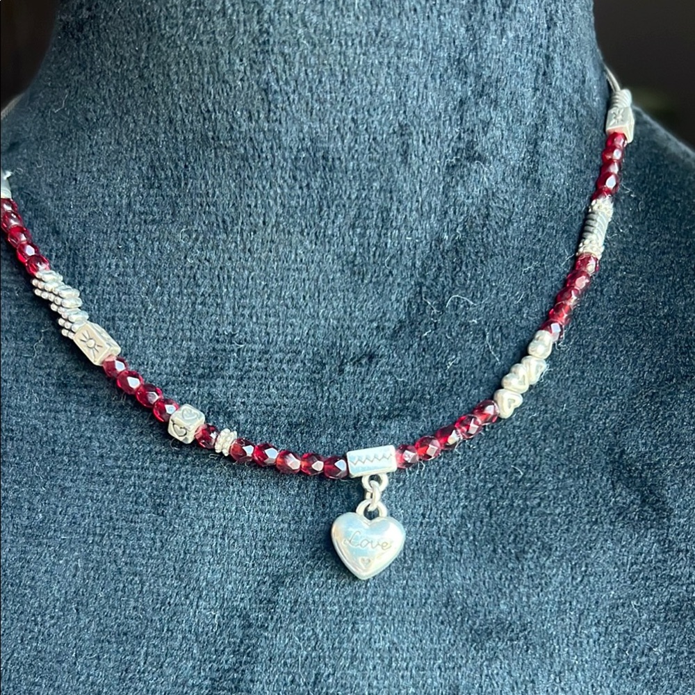 Brighton ruby & silver toned beaded Love necklace.
